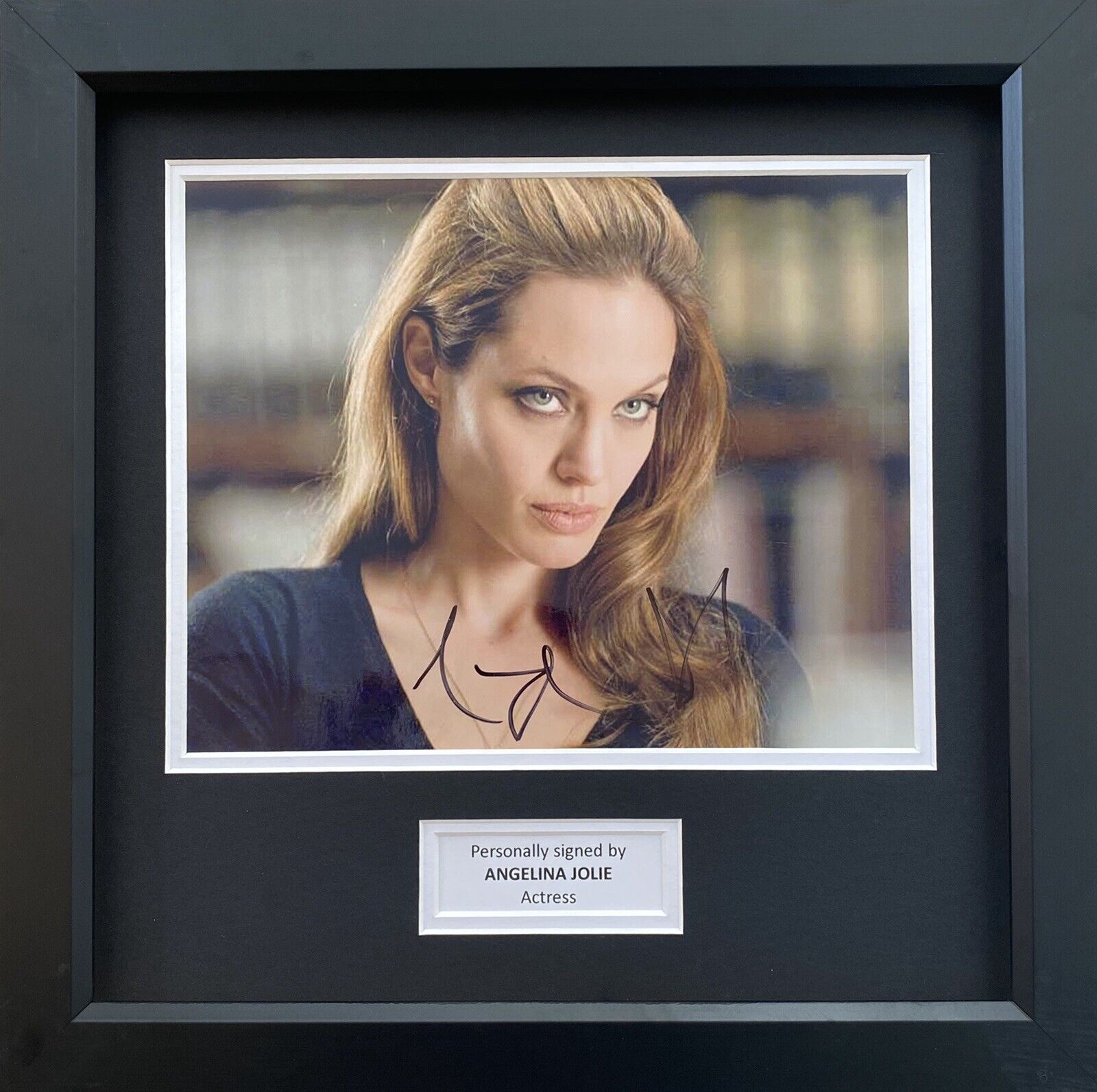 Angelina Jolie Genuine Hand Signed Photo Poster painting In 14x11 Frame Display, Tomb Raider