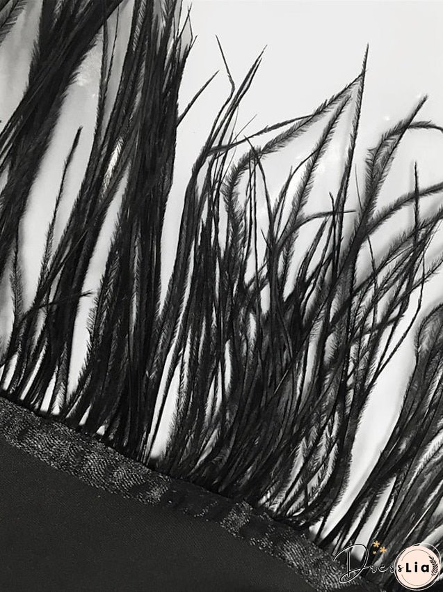 Semi Formal Party Dress Feather Dress Bodycon Midi Dress Black Blue Orange Sleeveless Pure Color Backless Winter Fall One Shoulder Slim S M L XL 2XL for Women