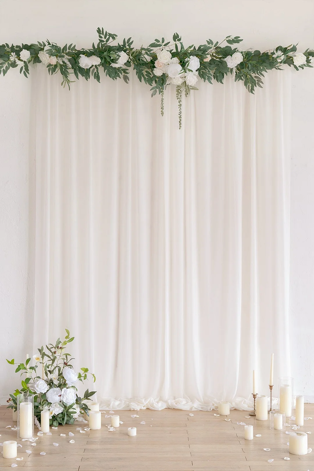 Sheer Backdrop Curtain Panels 60" w x 10ft/82.5" w x 8ft  (Set of 2) - 3 Colors