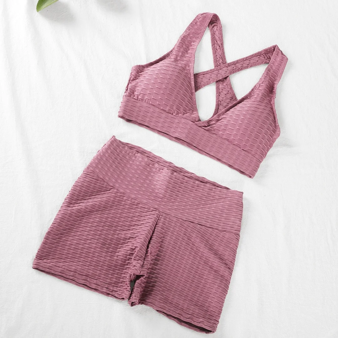 ATHVOTAR Two Piece Shorts Set Women Top and Pants Anti Cellulite Leggings High Waist 3 Piece Set Tracksuits Sweat Suits Women