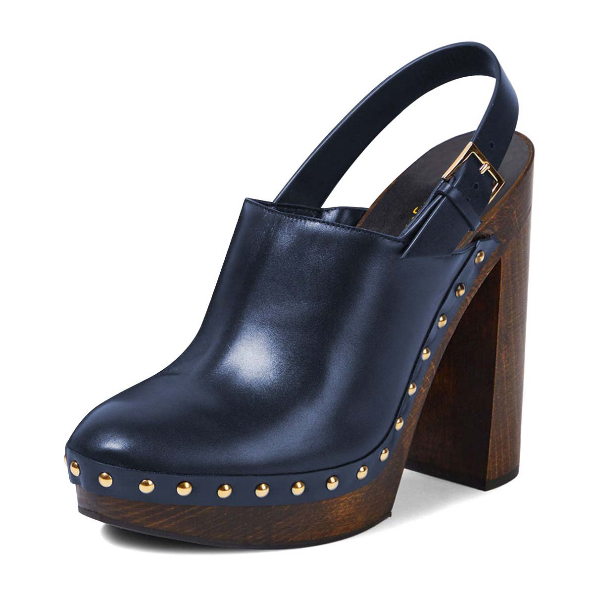 Purple Studded Round Toe Vegan Leather Platform Slingback Purple Studded Round Toe Vegan Leather Platform Slingback