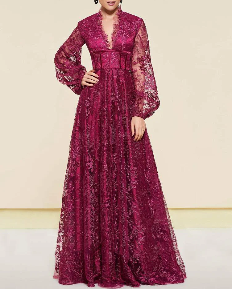 Lace Mother of the Bride Dress with Long Sleeves