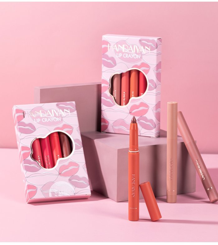 12 Color HANDAIYAN Rotating Sharpenable Matte Lipstick Pencils(Set of 6 Colors)
