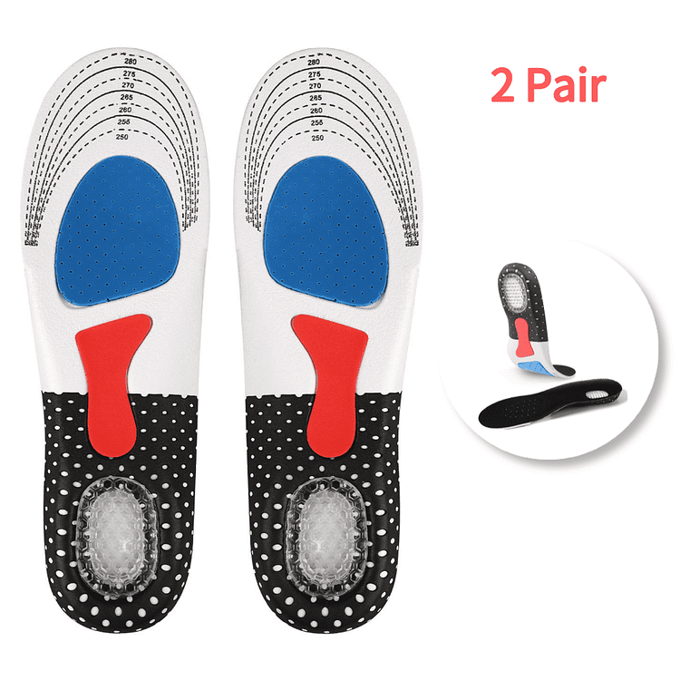 2Pair Shoe Insoles, Plantar Fasciitis Inserts for Men & Women, Full Length Arch Support Orthotics Insoles, Heel Pain Relief, Shock Absorption for Walking, Running and Hiking