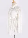 See-Through Lace Split-Joint Long Sleeved Shirt Cover-Ups Tops