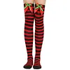 Women's Christmas Festival Bowknot Ball Striped Long Socks 