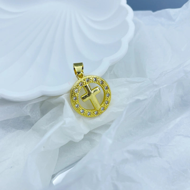 1 Piece 19*32mm Copper Zircon 18K Gold Plated Cross Pendant Jewelry Accessories