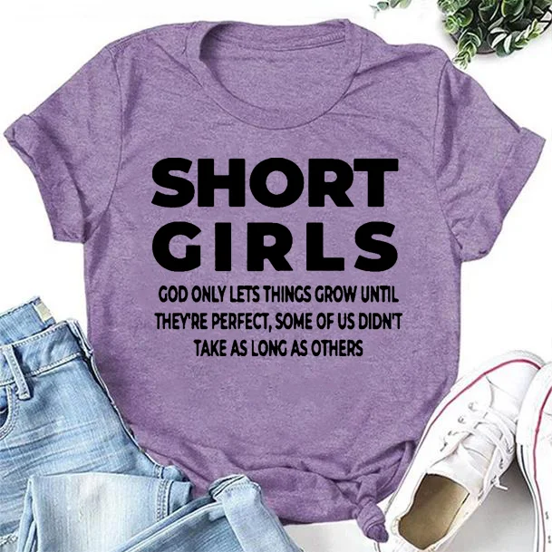 Short Girls Letter Print Women Slogan T-Shirt