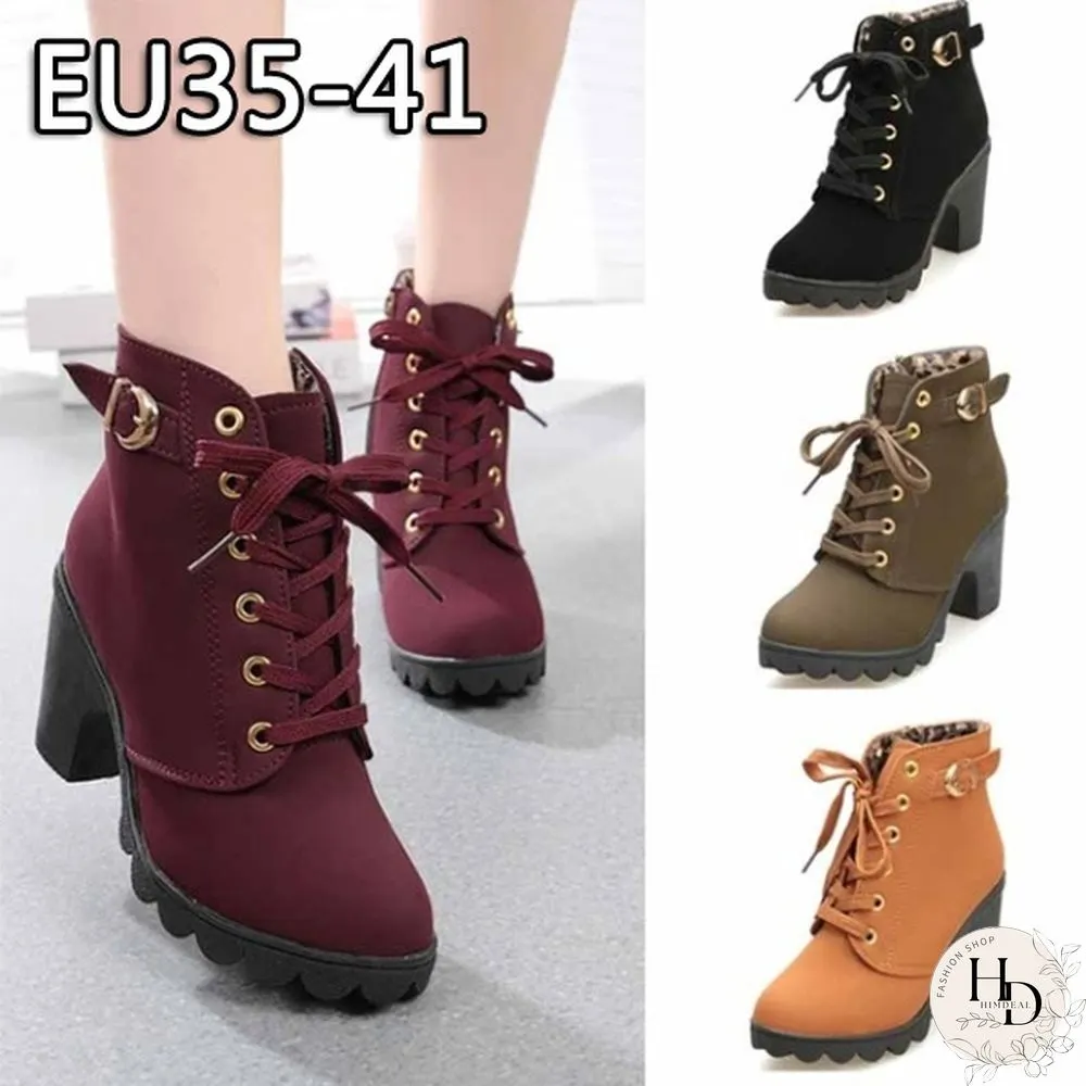 New Ladies Boots Solid Color Fashion Fur Martin Boots Increase Warm and Comfortable Boots