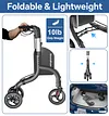 Soundfuse 3 Wheel Walkers for Seniors, Lightweight Foldable Aluminum Rollator Walker, Height Adjustable Three Wheel Walker, Black