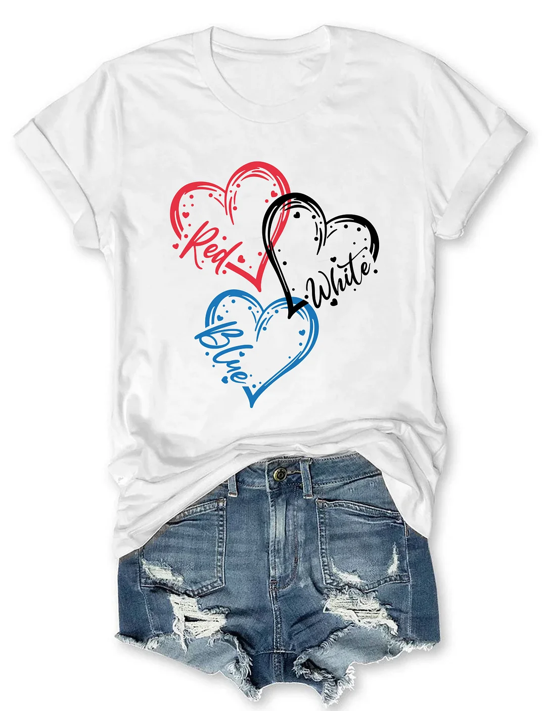 Heart Red White Blue 4th Of July T-shirt