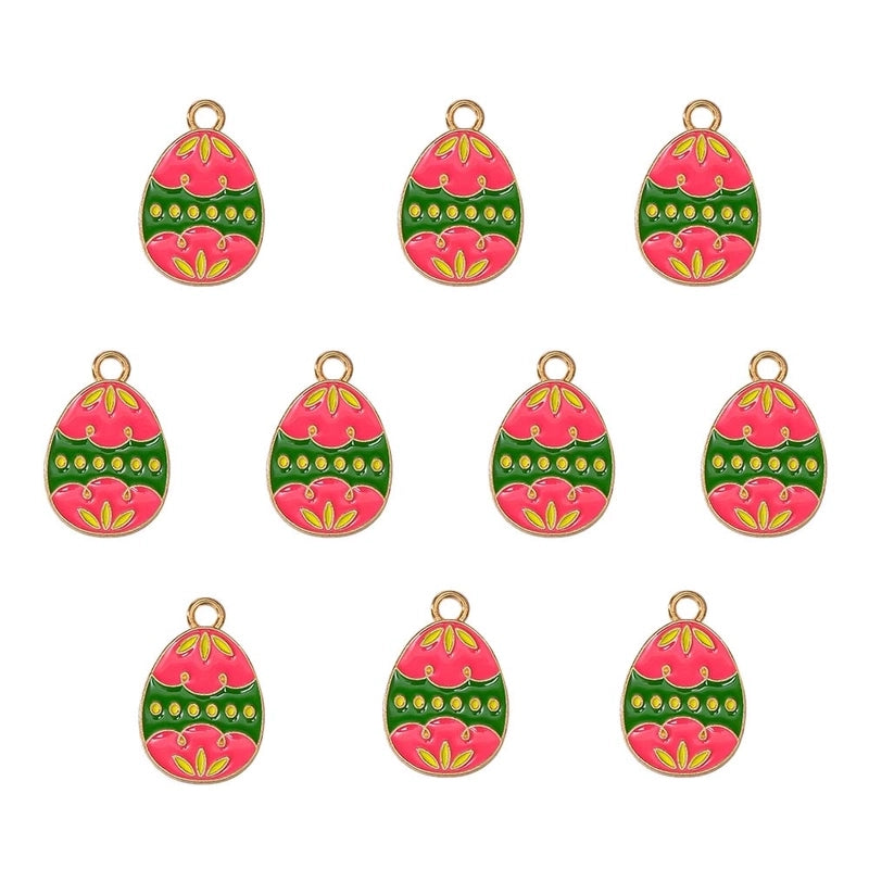 10 PCS/Package 14.2*21.7mm 19.3*17.3mm 21*25.5mm Alloy Easter Egg Hamburger Fried Egg Jewelry Accessories Pendant