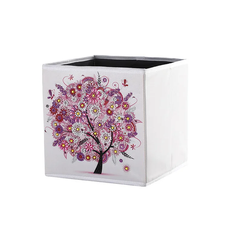 DIY Special Shaped Diamond Painting Art Pink Tree Cloth Home Storage Box