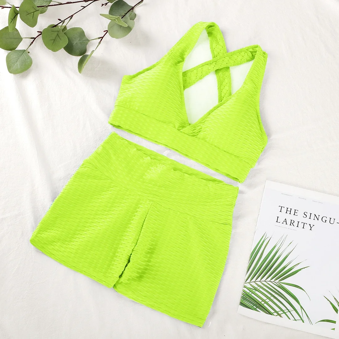 ATHVOTAR Two Piece Shorts Set Women Top and Pants Anti Cellulite Leggings High Waist 3 Piece Set Tracksuits Sweat Suits Women