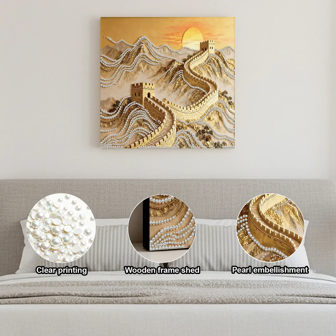 Great Wall DIY Pearl Art Diamond Painting With Frame 30x30cm for Adults Home Dec