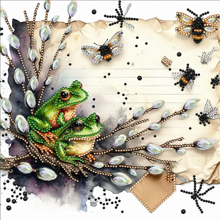 Frog And Bee 30*30cm(canvas) Special Shaped Drill Diamond Painting gbfke
