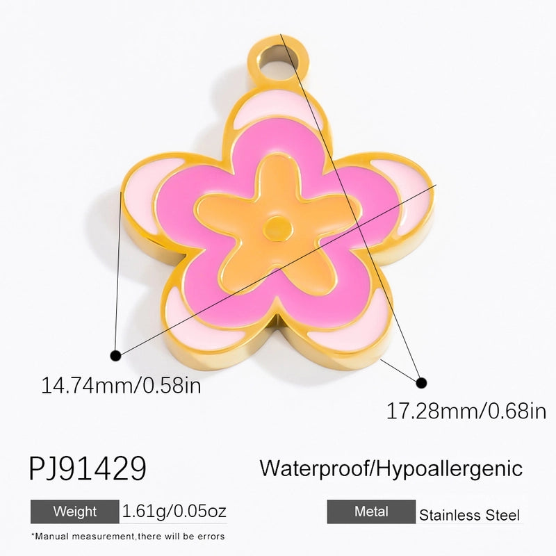 1 Piece 304 Stainless Steel Heart Shape Flower Pendant Jewelry Accessories