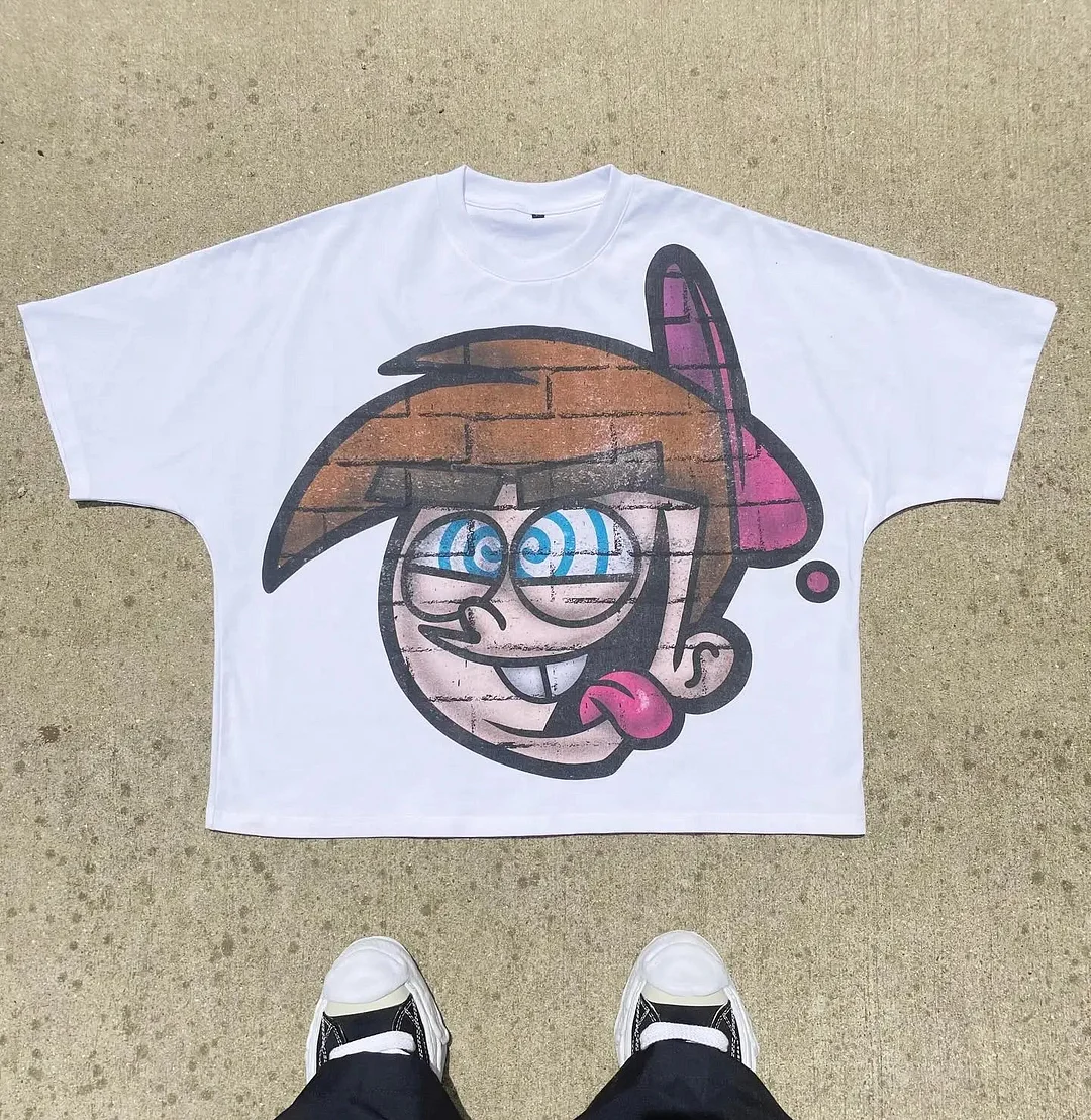 Aonga Streetwear Mens Womens Clothing Harajuku Cartoon Kids Graphic Printed T Shirts Casual Cotton Summer Short Sleeves New Y2K Tops aonga