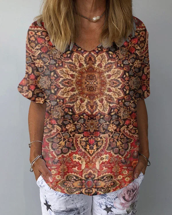 Vintage Linen V-Neck Loose Top