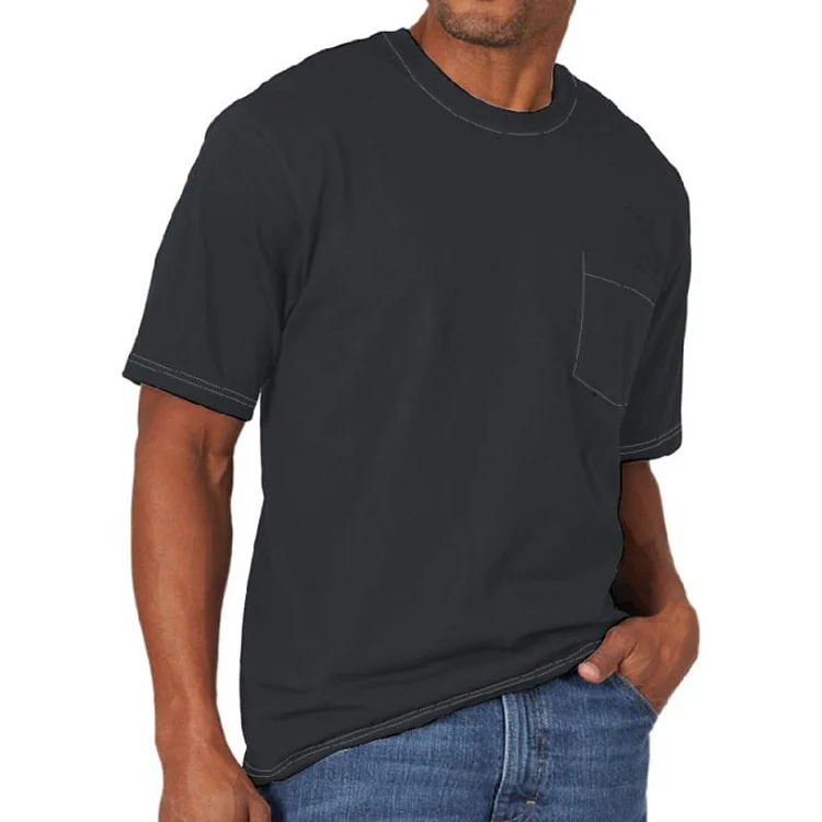 Men's Casual Solid Color Loose Round Neck Short Sleeve T-Shirt 24366207Y