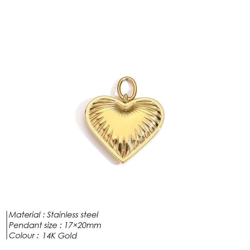 1 Piece 9*7mm 316 Stainless Steel 14K Gold Plated Heart Shape Polished Pendant