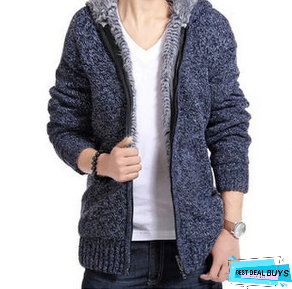 Warm Men's Sweater Hooded Coat