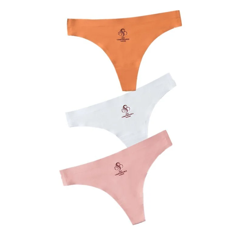 3pcs Women Thongs & G Strings Sexy Low-Rise Seamless Panties Ultra Thin Solid Thong Woman Invisible Plus Size Underwear Lingerie