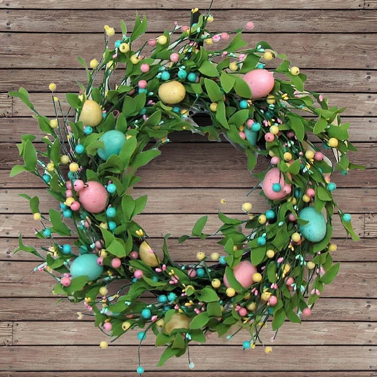 18 Inch Spring Easter Colorful Eggs Wreath For Front Door