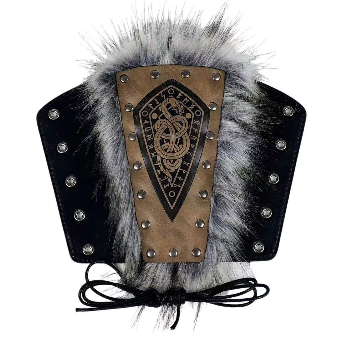 Viking Retro Adjustable Fur Wrist Guard