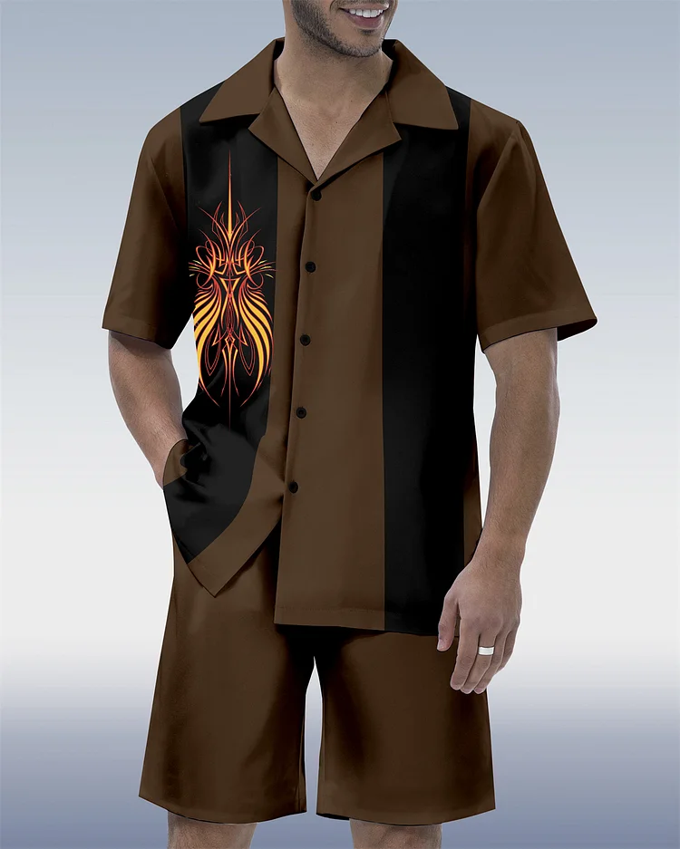 Suitmens Men's Modified Car Party Hawaiian Short Sleeve Shirt Set 176