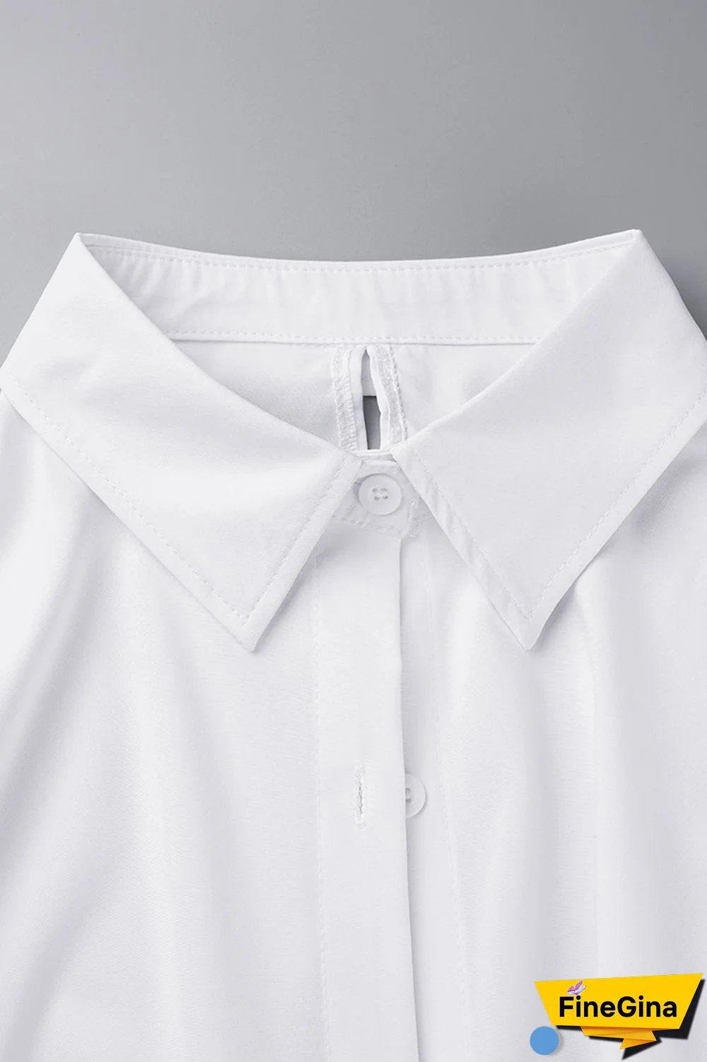 Sky Blue Casual Solid Frenulum Backless Asymmetrical Shirt Collar Tops