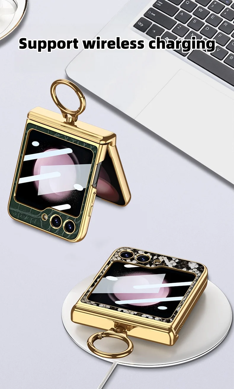Suitable for Samsung Zfilp5/4/3 Leather Stand Ring Phone Case