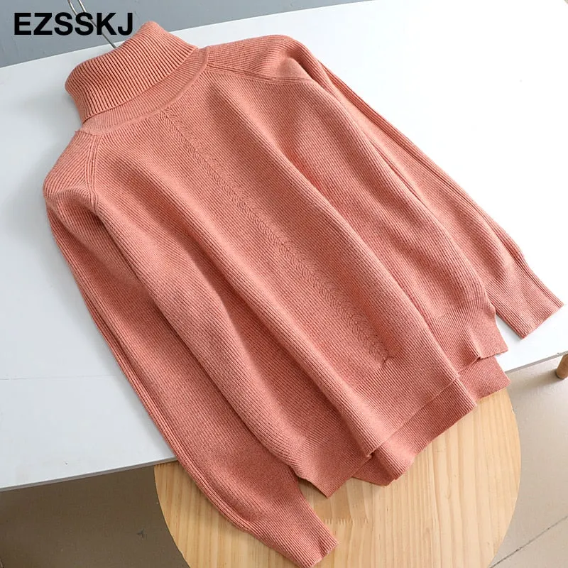Autumn winter women's turtleneck loose warm women's sweaters 2021 women's jumper long sleeve thick sweater oversize female