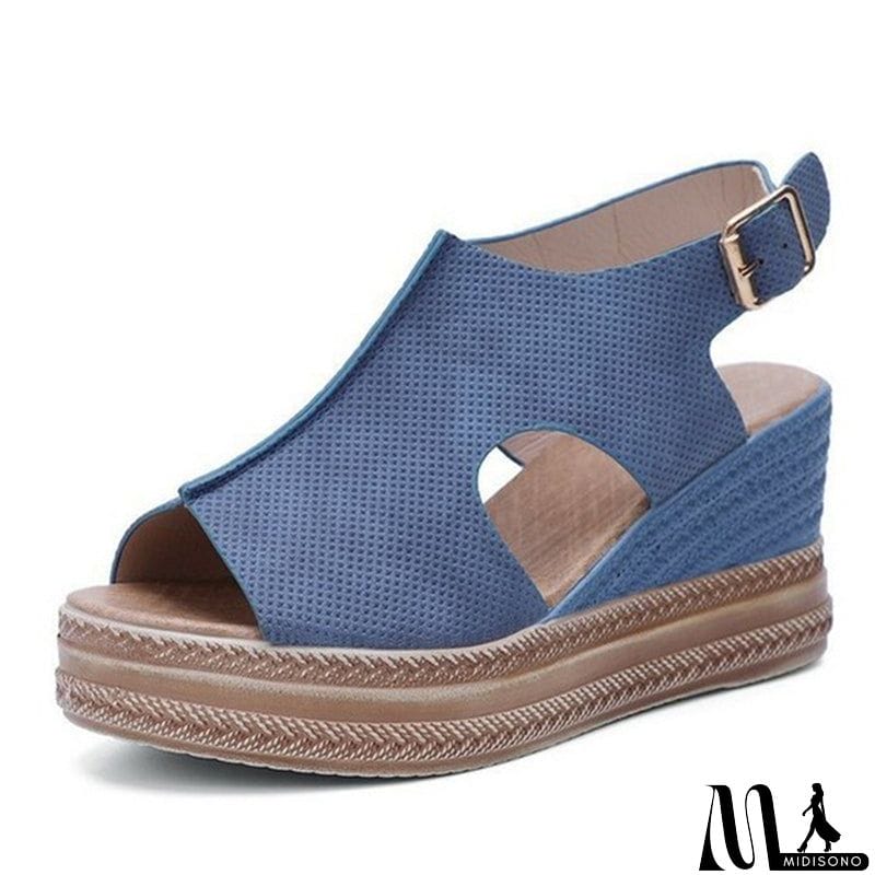 MidiSono - Women Cute Peep Toe Platform Wedge Heel Sandals