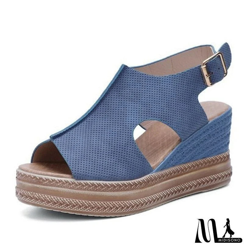 MidiSono - Women Cute Peep Toe Platform Wedge Heel Sandals