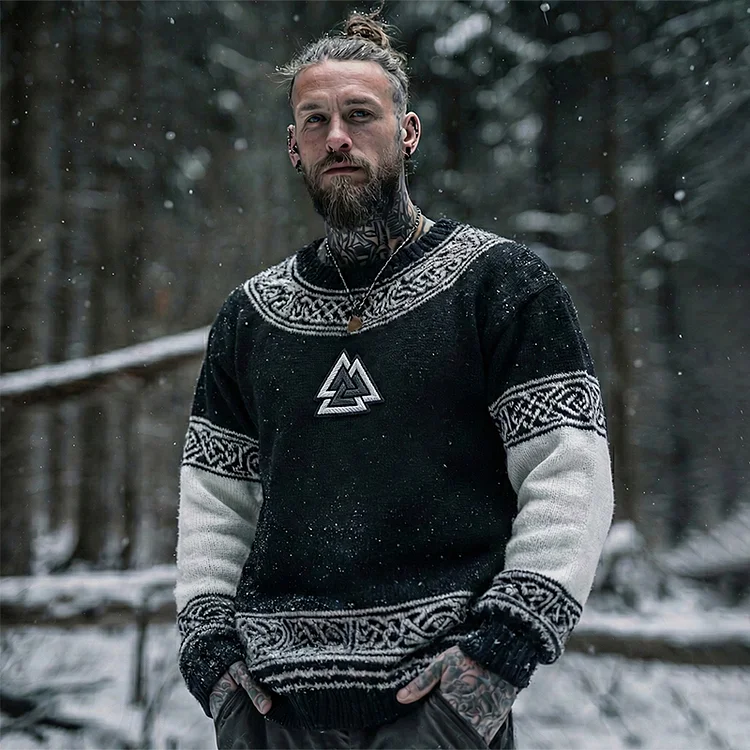 Men's Viking Symbols Celtic Knot Art Knit Sweater