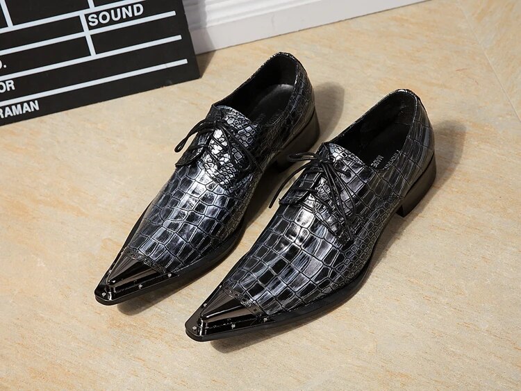 VCSHOES Classical Plus Size Pointed Toe Male Derby Shoes Men Party Oxfords Shoes Man Genuine Leather Brogue Shoes