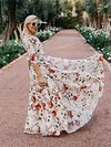 Floral-Print Puff Sleeves Bohemia Maxi Dress