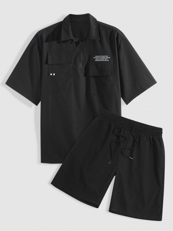 Be Happy Everyday Print Shirt And Shorts