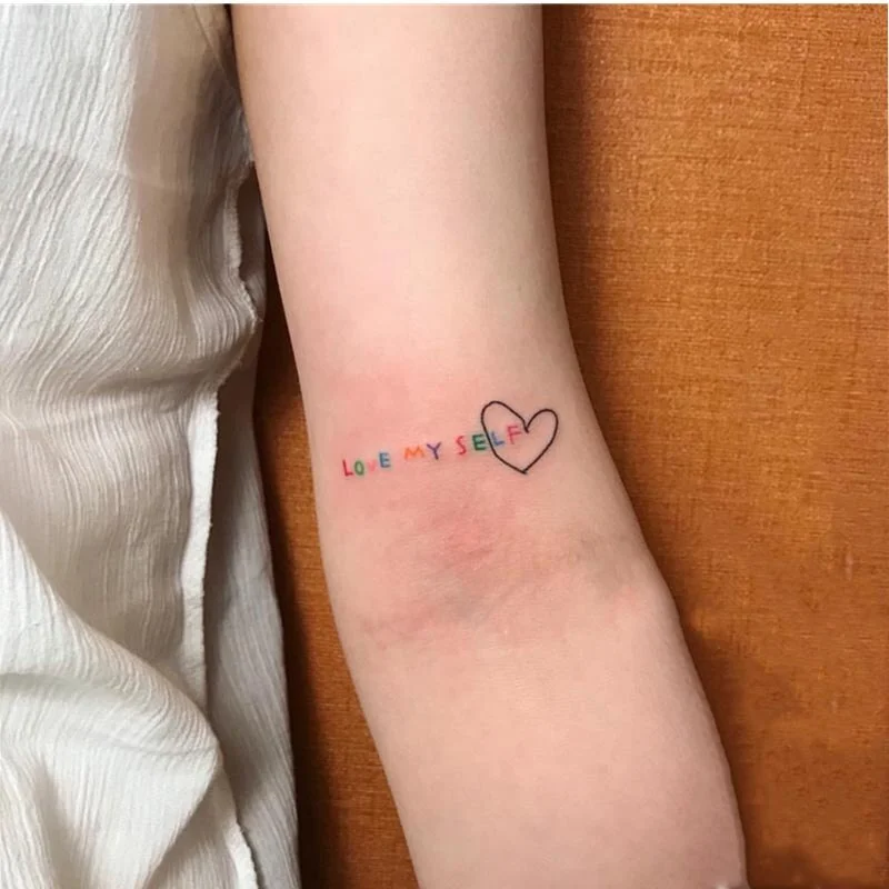 Waterproof Temporary Tattoo Stickers Cute Colorful Heart Letters Tattoo Flash Tattoo Female