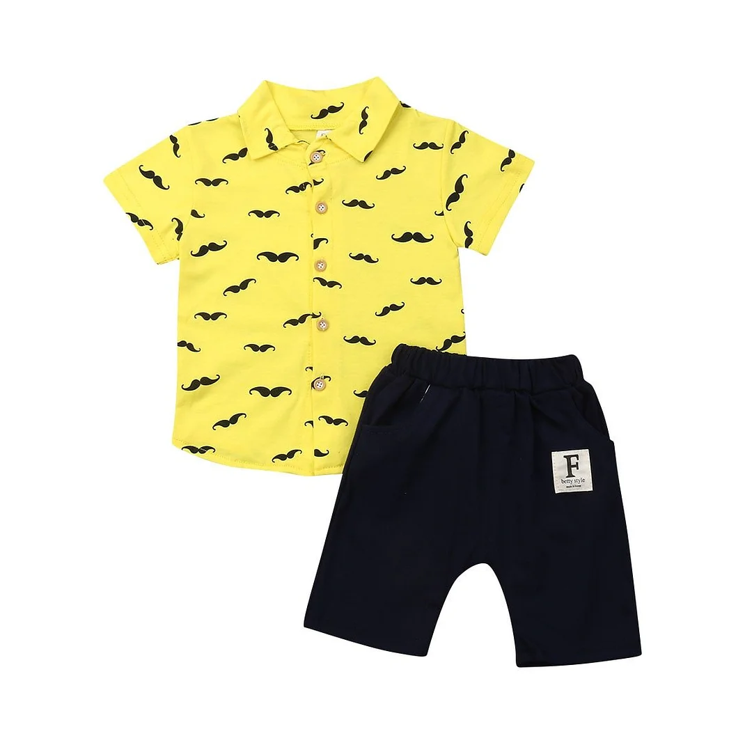 2019 Baby Summer Clothing 2PCS Sets Infant Kids Baby Boy Gentleman Clothes Short Sleeve Outfits T-Shirt Tops+Pants Shorts 6M-5T