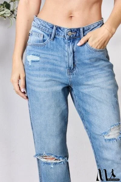 MidiSono - Judy Blue Full Size Distressed Raw Hem Straight Jeans
