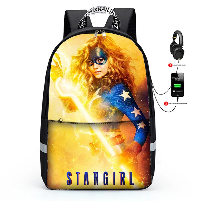 Buzzdaisy Cool Stargirl 3D Print Backpack for Kids School Bookbag Lunch Bag Pencil Bag 3 Piece Set