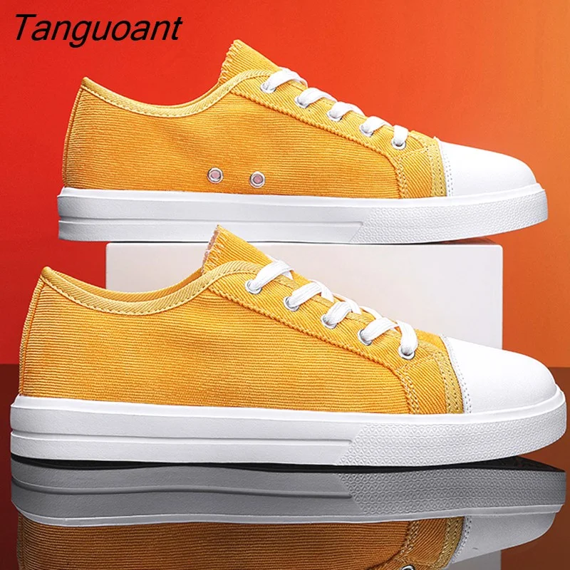 Tanguoant New Skateboarding Shoes for Men Women Unisex Lightweight Canvas Casual Shoes Lace-up Couple Sneakers 5 Color Size 36-46