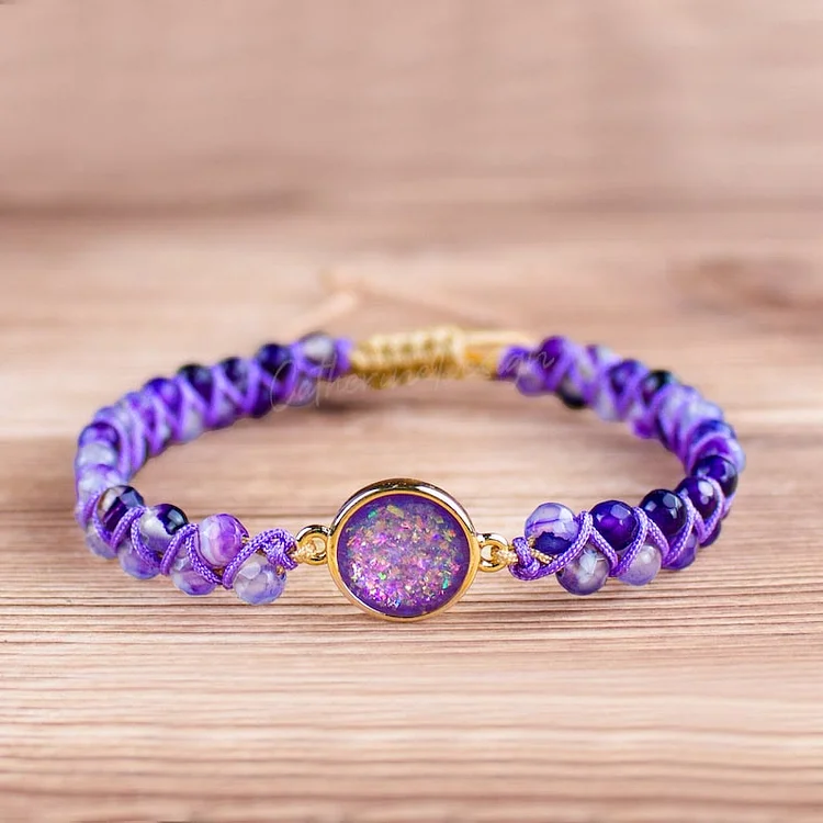 Olivenorma Purple Agate Woven Women's Bracelet