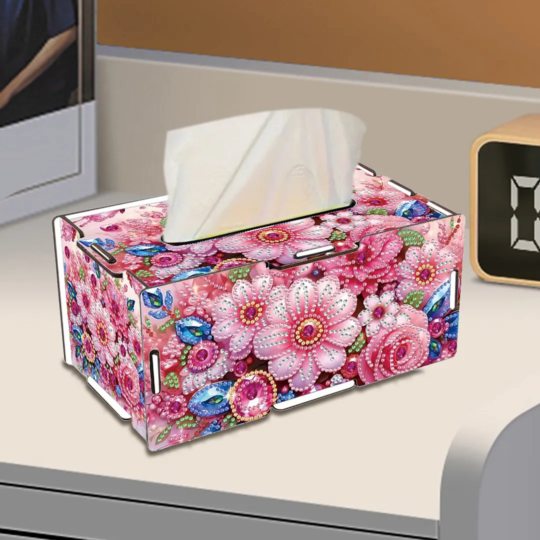Flower DIY Diamond Art Paper Towel Holder for Home and Office Decoration