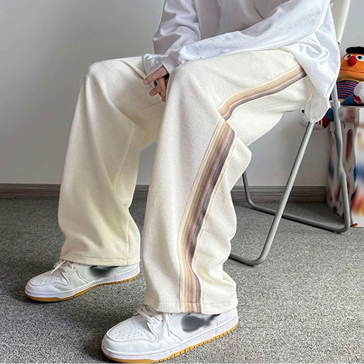 Unisex Trim Waffle Wide-leg Pants