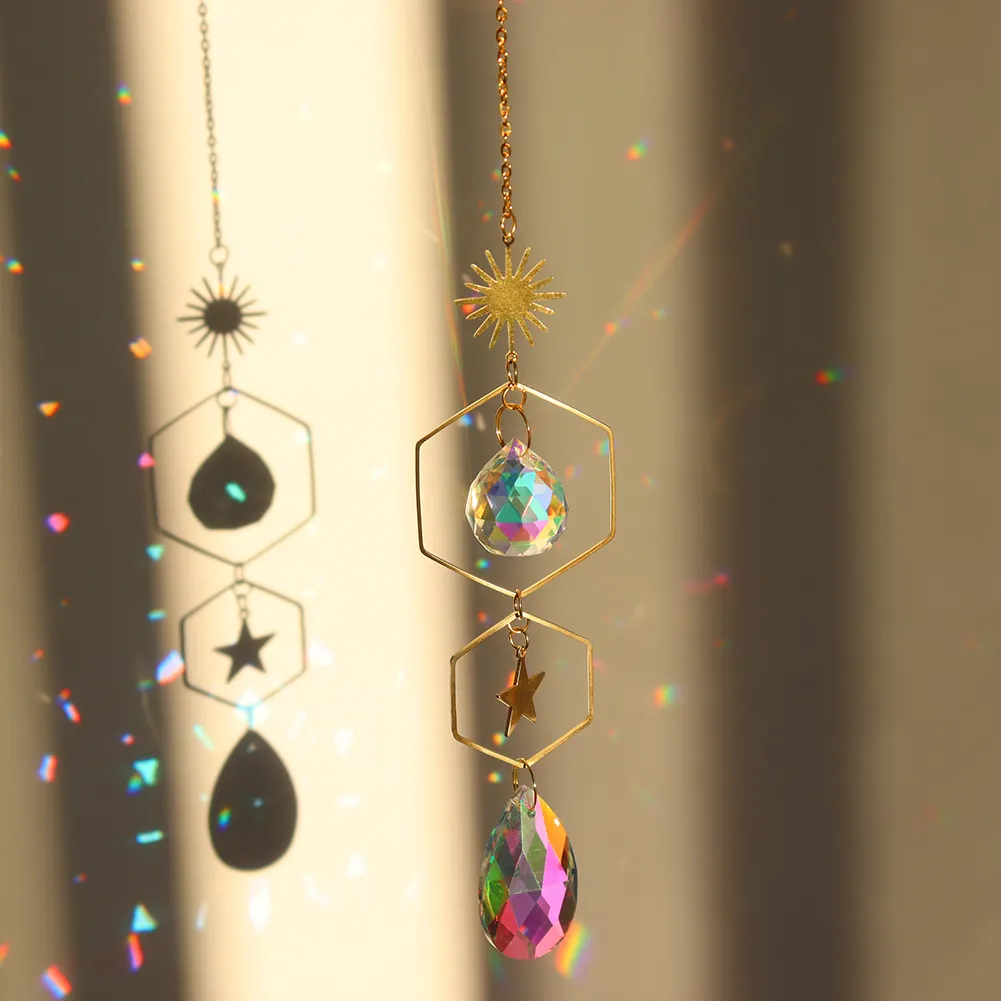 Crystal Wind Chime Ball Star Pendant Hanging Garden Xmas Party Decor (A)