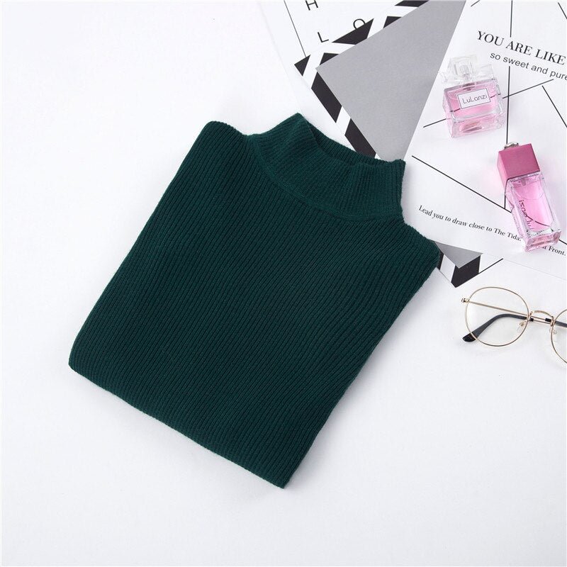 2020 Autumn Winter Women Pullovers Sweater Knitted Elasticity Casual Jumper Fashion Slim Turtleneck Warm Female Sweaters