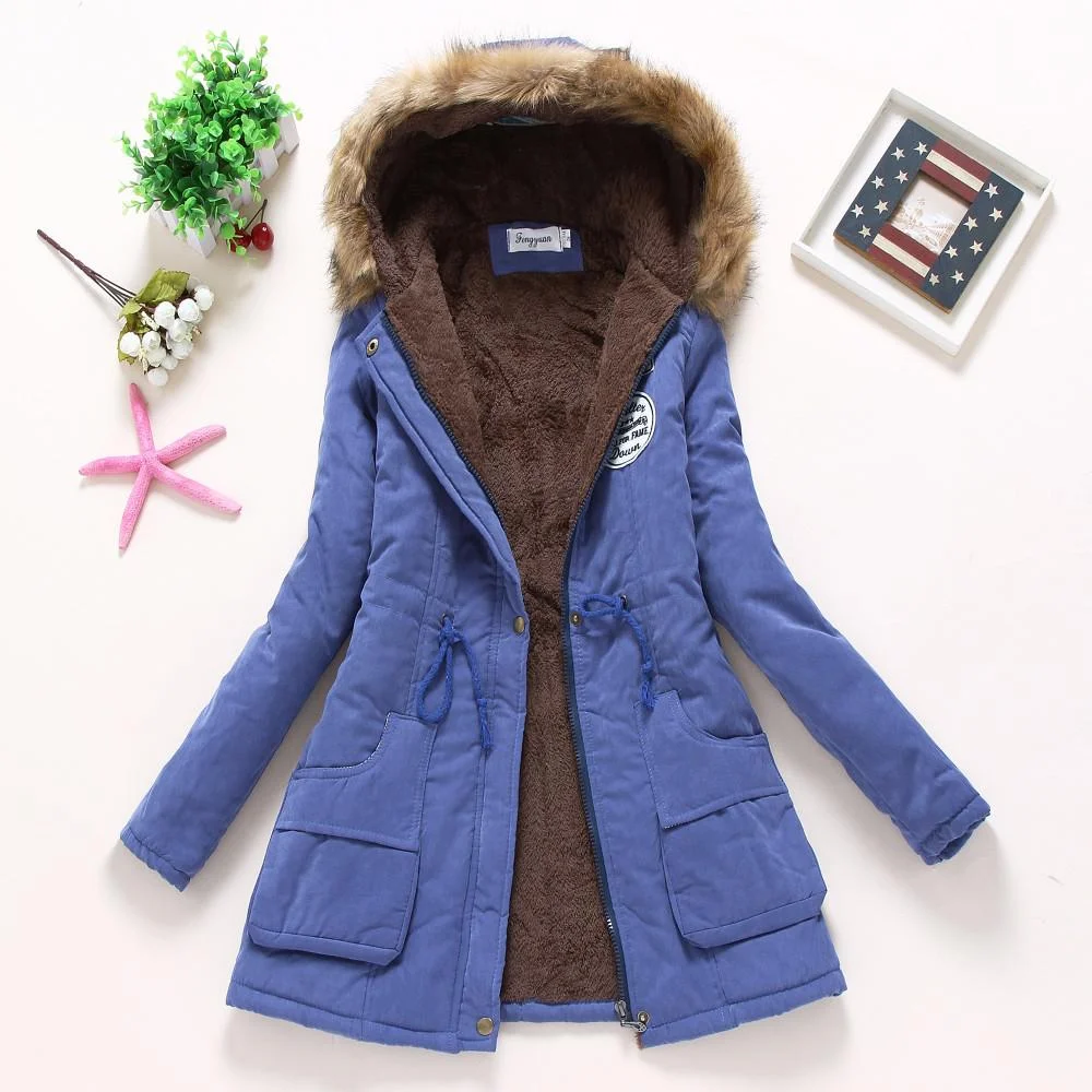 FTLZZ New Winter Coats Women Cotton-wadded Slim Jacket Thermal Warm Parkas Quilt Overcoat Poncho Jaqueta Casacos Feminina